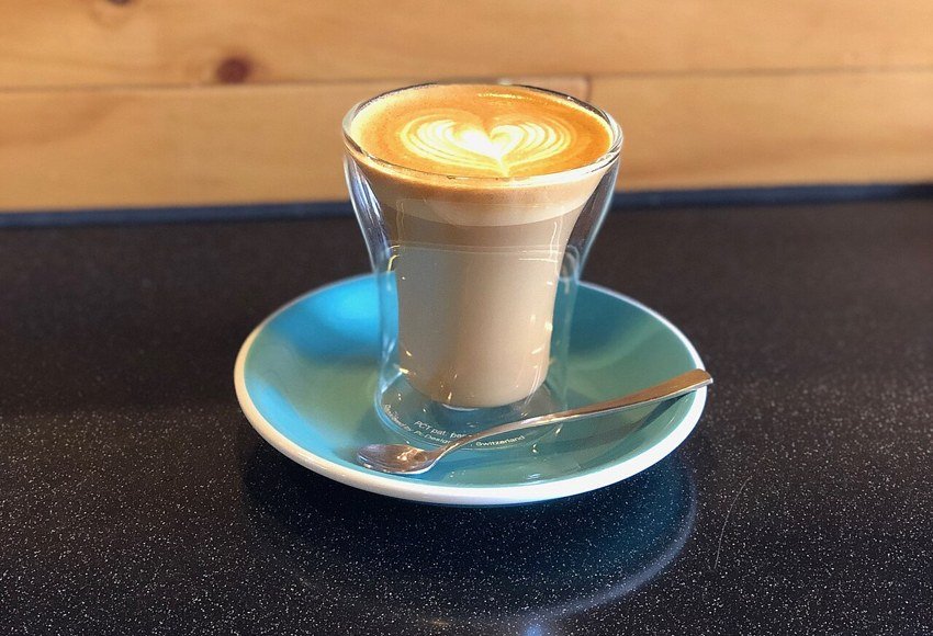 A cup of flat white coffee