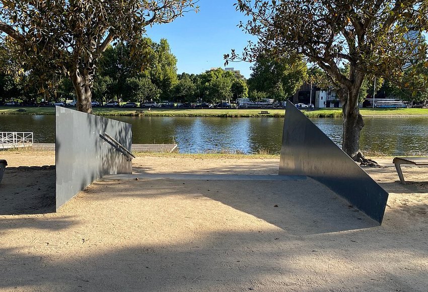 Park paths and Yarra-side landscaping in Birrarung Marr