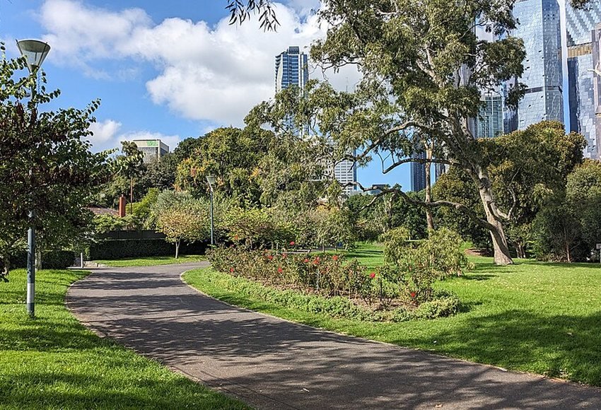 Path in Flagstaff Gardens looking south near King Street, Melbourne