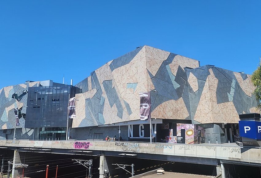 Ian Potter Centre NGV Australia-Flinders Street and Russel Street junction view