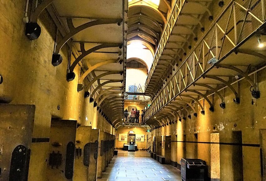 Historic cell-block corridor inside Old Melbourne Gaol