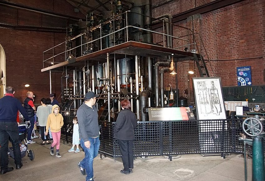 Steam engine display inside Scienceworks in Spotswood